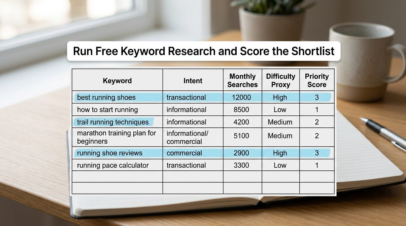 Run Free Keyword Research and Score the Shortlist